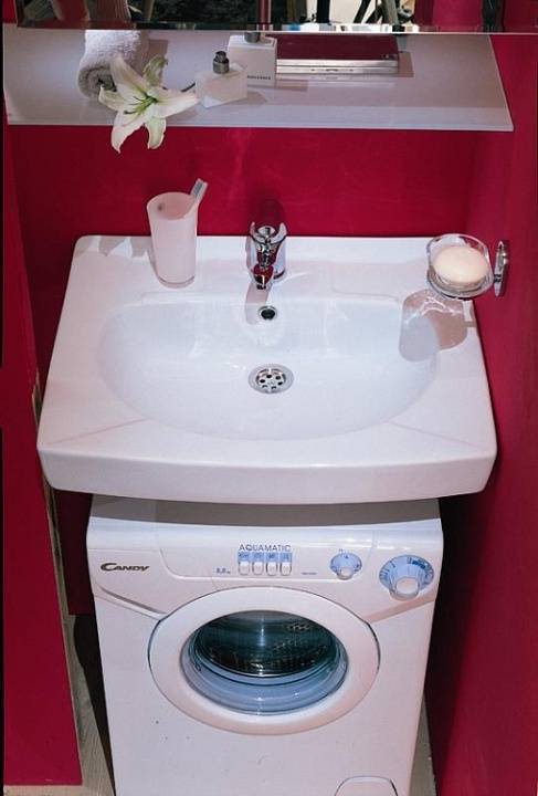 Раковина - кувшинка над стиральной машиной: выбор комплекта со столешницей, установка умывальника над машинкой в ванной, отзывы, фото