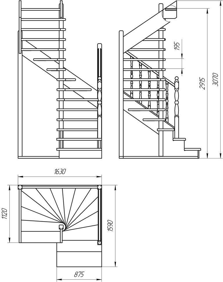 Винтовая лестница своими руками чертежи расчеты из дерева