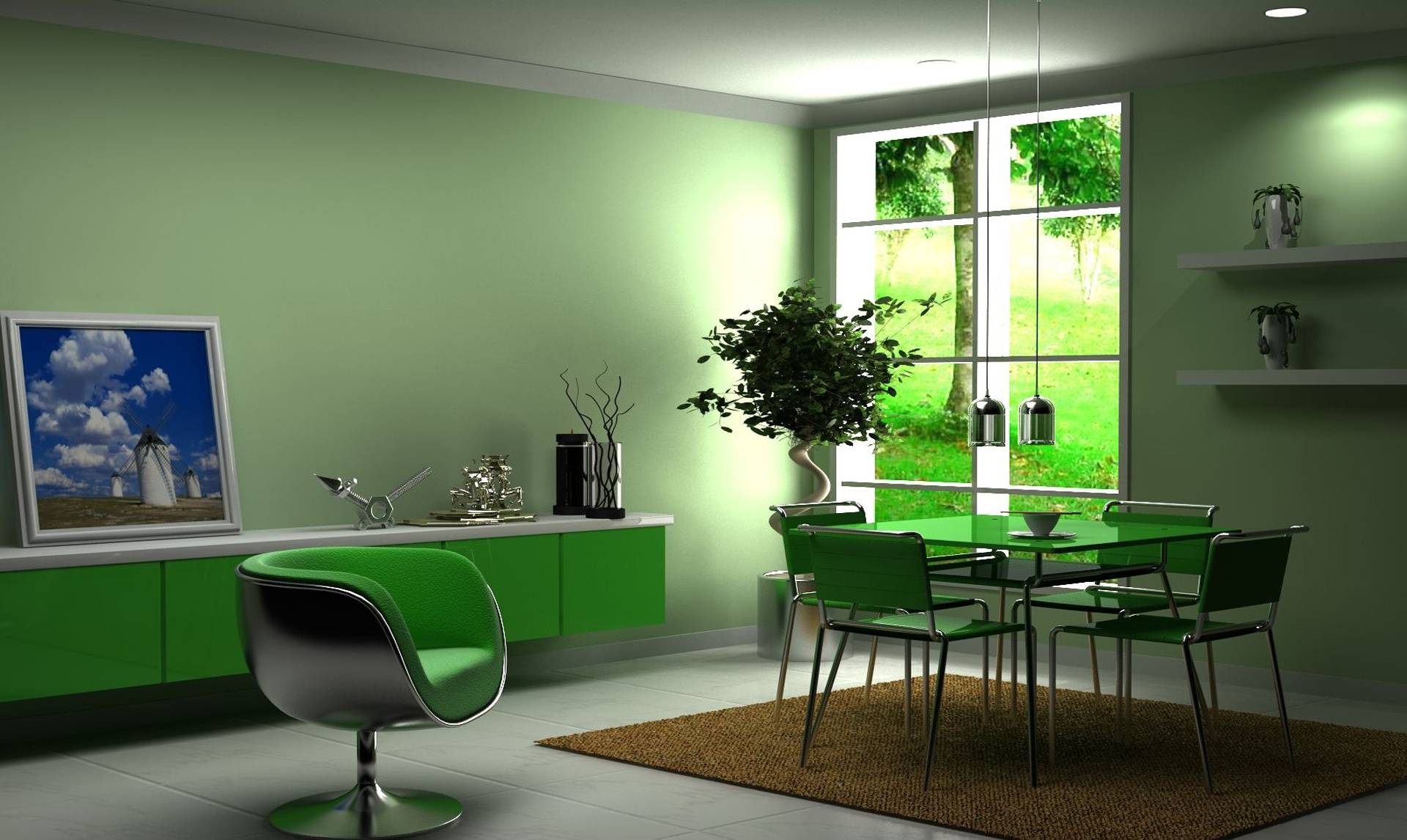 Зеленый цвет стен — модные тенденции и актуальные сочетания при оформлении интерьера (95 фото)