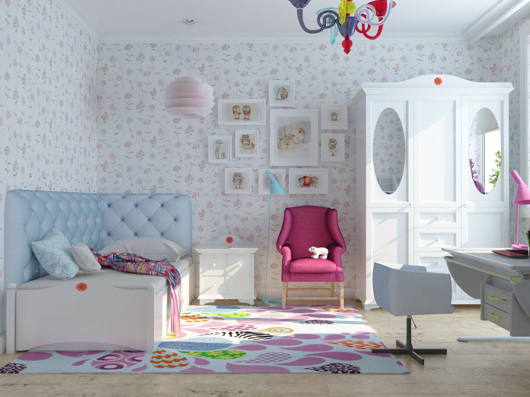 Обои для девочки в детскую комнату (54 фото): с бабочками в интерьере, желтая для 7 и 10 лет, красивые, розовые, яркие