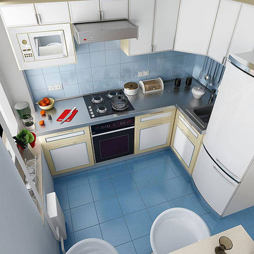 Стильный дизайн кухни 5 кв.м. с холодильником в хрущевке: фото
