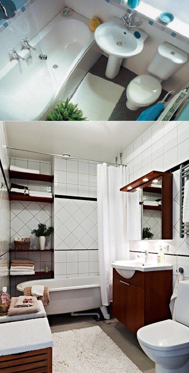Готовые интерьеры небольших ванных комнат