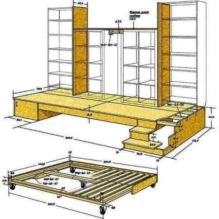 Как сделать подиум с выдвижной кроватью: этапы и правила монтажа