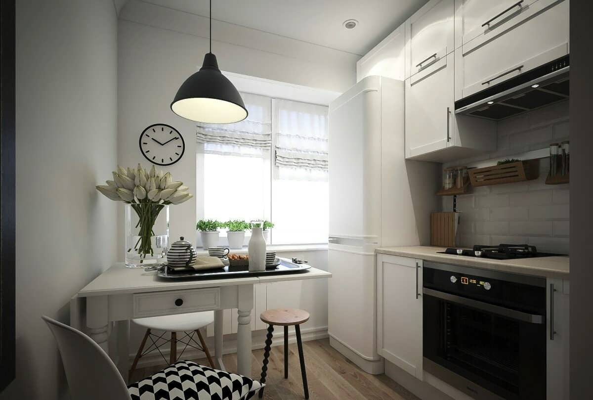 Дизайн кухни 6 кв.м. — новинки 2020-2021 годов с холодильником