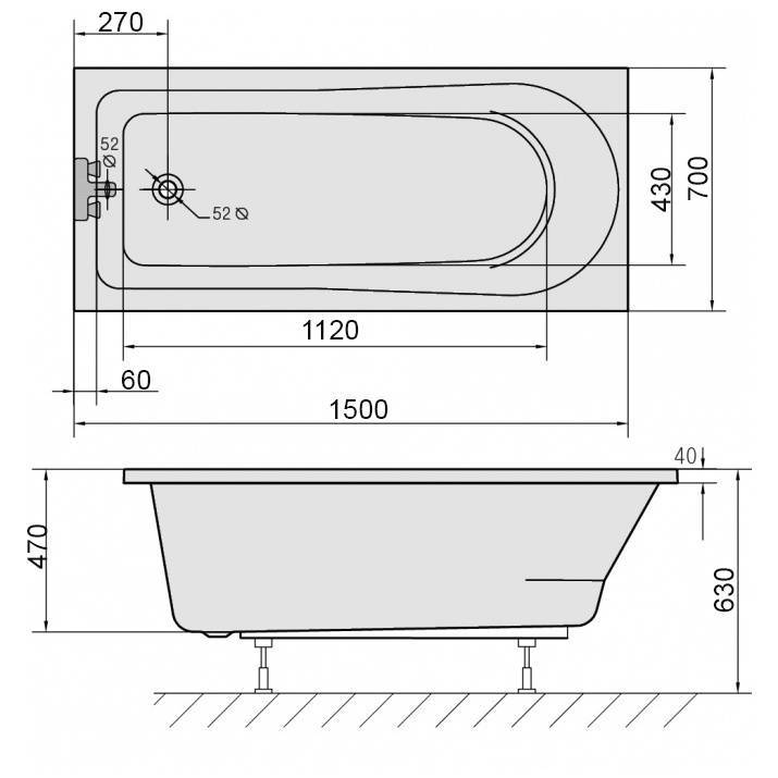 Размеры ванны: компактные, стандартные, крупногабаритные изделия