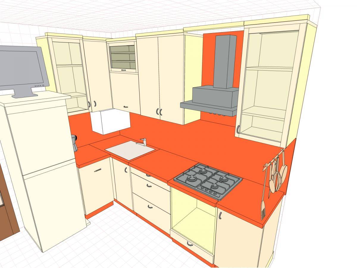 Планировка кухни с холодильником