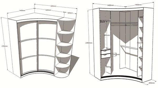 Шкаф угловой нарисовать онлайн