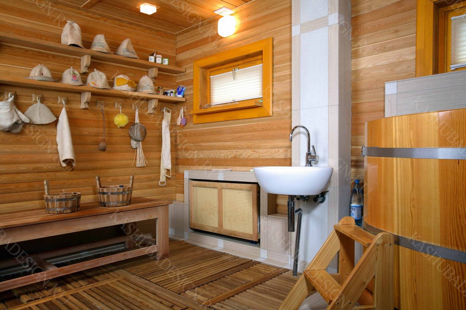 Дизайн и материалы для отделки помывочной в бане