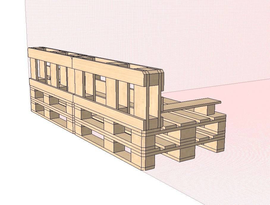 Чертеж лавочки из поддонов