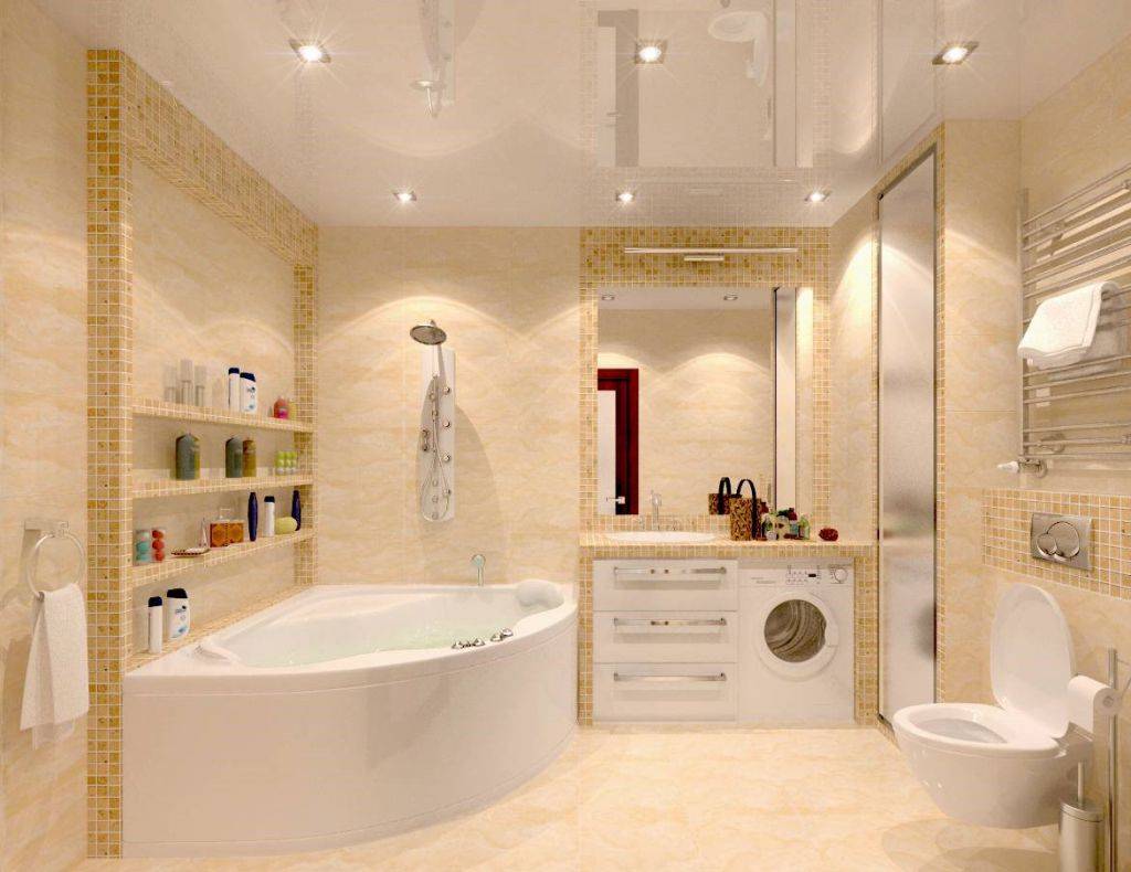 Ванная комната с угловой ванной: фото дизайна, интерьер маленькой комнаты без туалета, в панельном доме