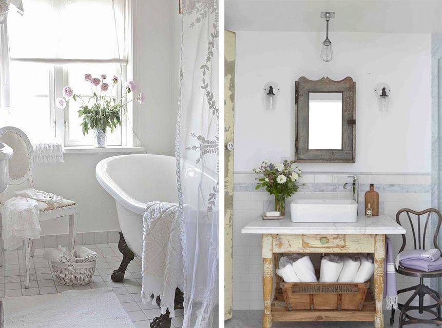 Плитка шебби шик в интерьере ванной: фото-примеры