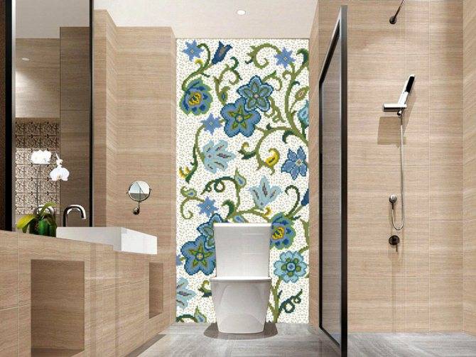 Плитка-мозаика для ванной комнаты: школьная тетрадка на стенах