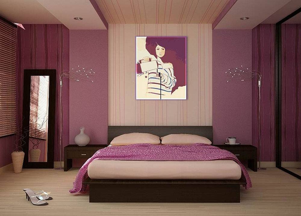 Фото в современном стиле: интерьер спальни с обоями двух видов и специфика его создания