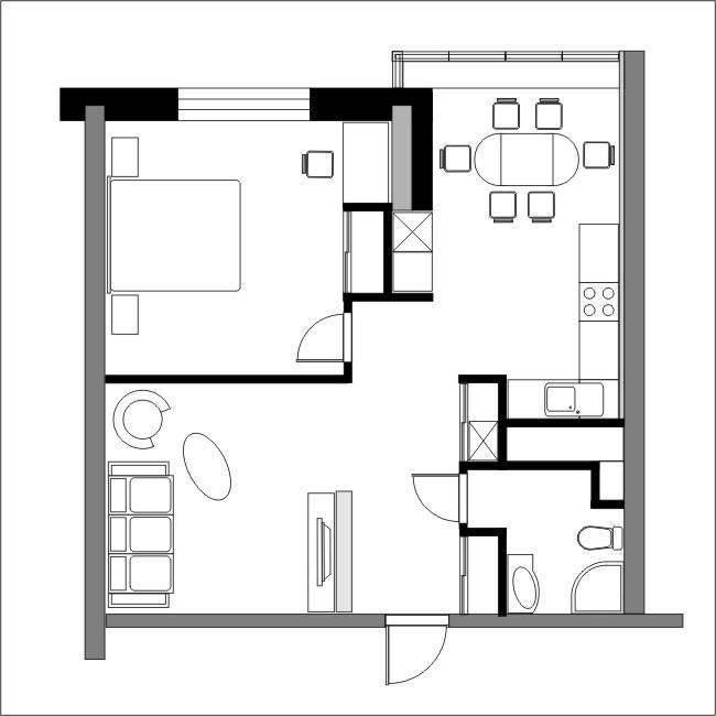 Перепланировки однокомнатной квартиры ➠ 24 рабочих проекта