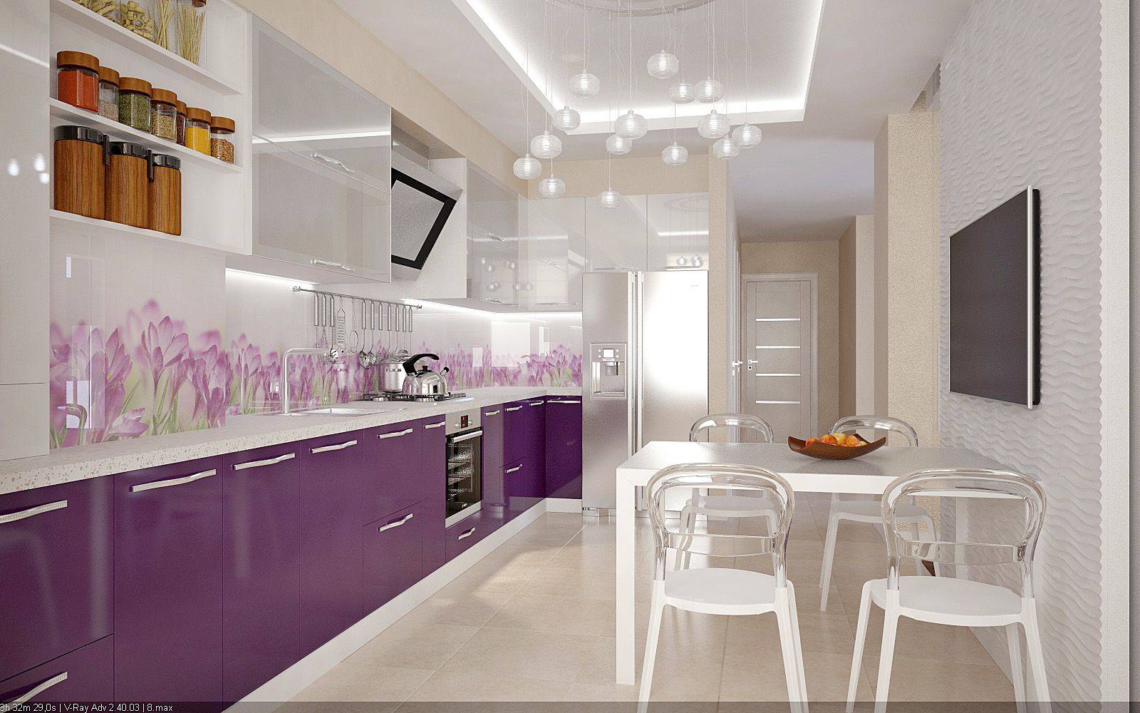 Фиолетовая кухня: сочетания цветов, выбор штор, отделки, обоев, мебели, освещения и декора – блог про кухни: все о кухне – kuhnyamy.ru