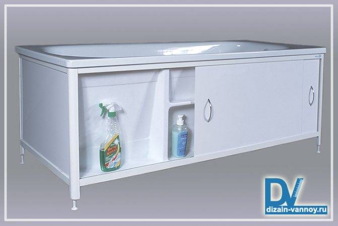 Экран под ванну с полочками и ящиками в виде шкафа