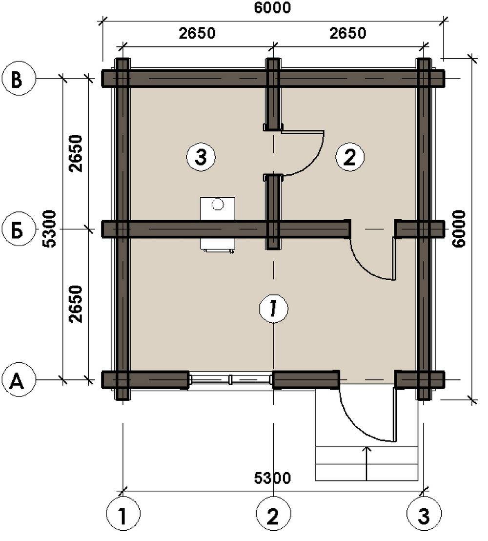 Баня сруб 6х6 планировка