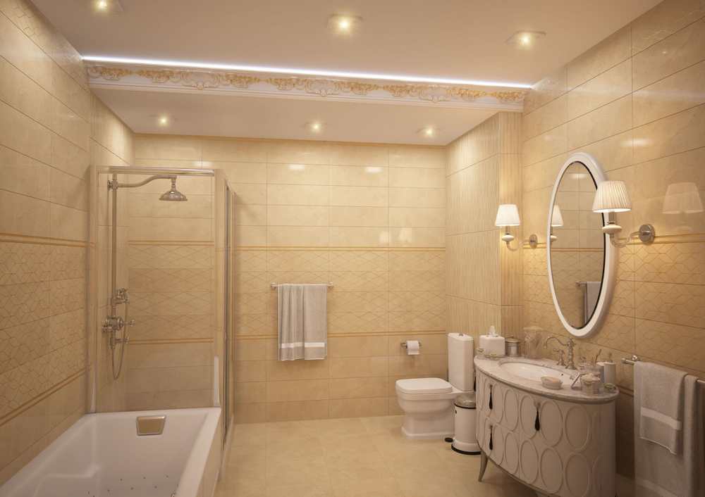 Дизайн бежевый цвет ванной комнаты