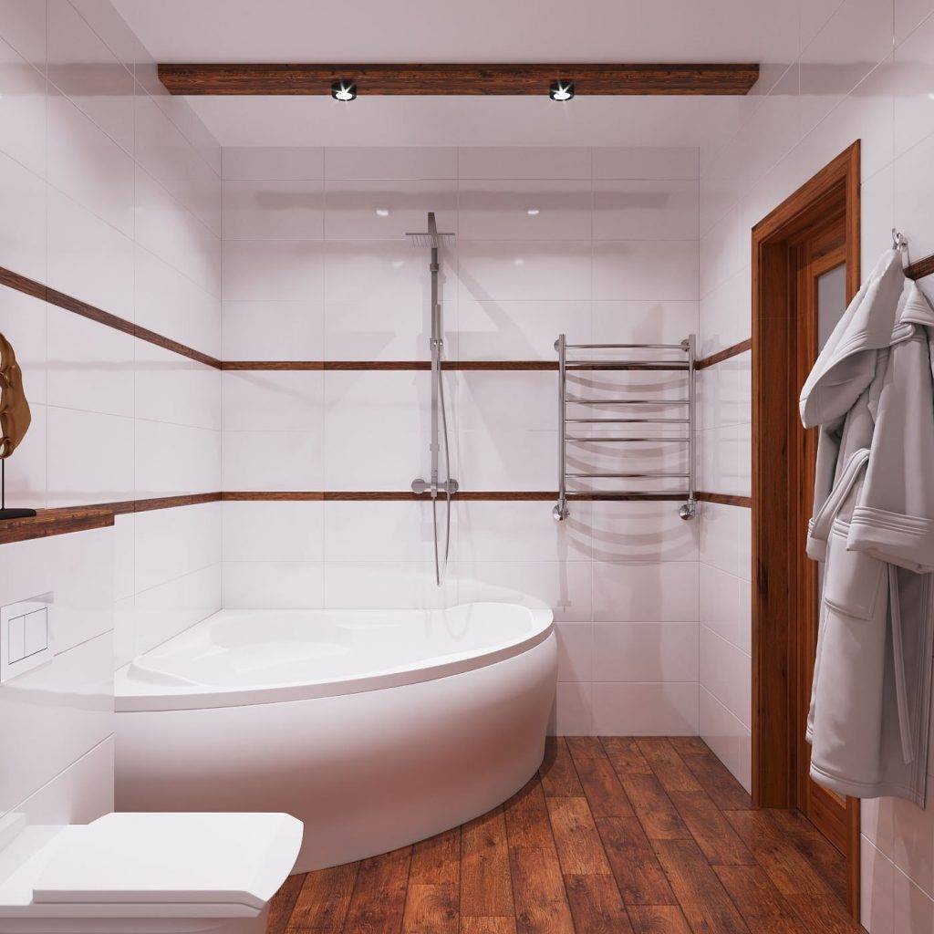 фото ванной угловой комнаты с плиткой