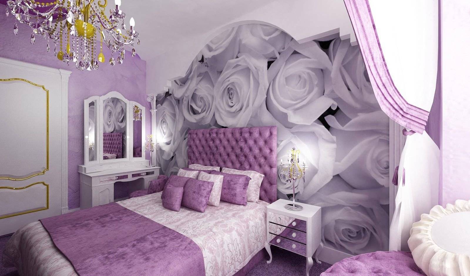 Спальня в сиреневых или фиолетовых тонах - сочетание цветов в интерьере, идеи дизайна с лавандовым, фиалковым, розовым, обзор вариантов с фото