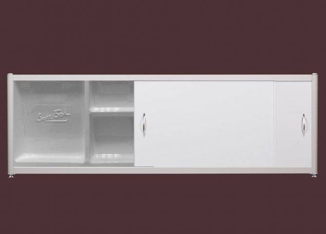 Шкаф под ванной — виды экранов для ван с полочками и ящиками
