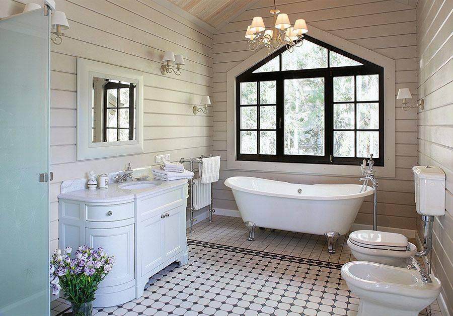 Отделка ванных комнат в деревянных домах: дизайн и фото