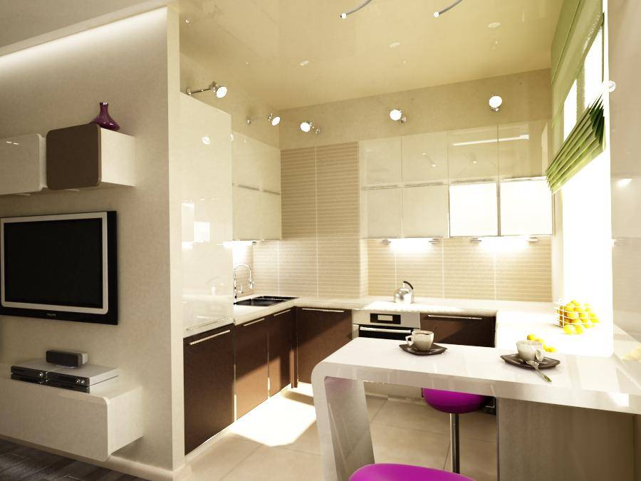 Дизайн интерьера кухни в двухкомнатной квартире: сталинки, брежневки, хрущевки, перепланировка, зонирование, цвет | ileds.ru