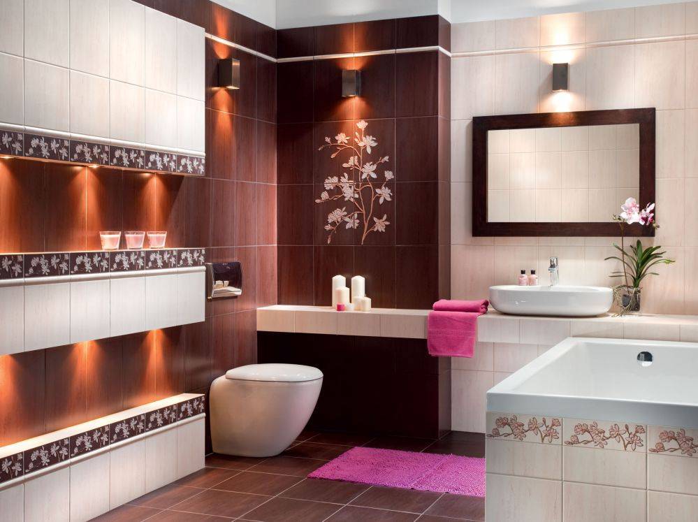 Плитка керамическая в ванную комнату - фото в интерьере