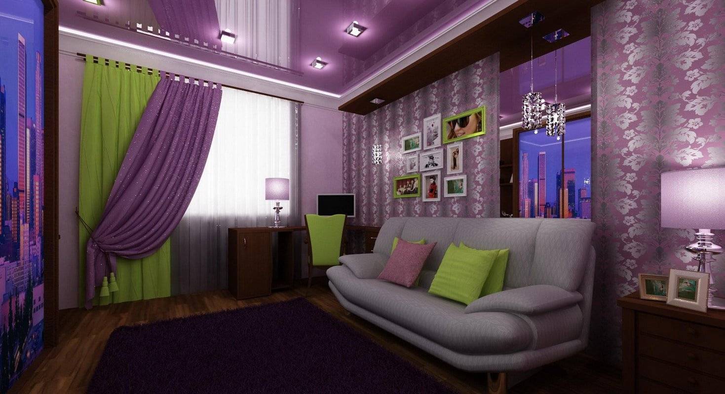 Фиолетовый цвет в интерьере - сочетание с другими цветами: фото идеи для гостиной, спальни, кухни, детской