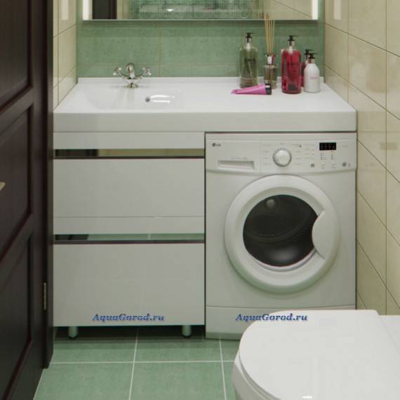 Стиральная машинка в ванной — варианты размещения, правила установки и советы по выбору под дизайн интерьера (80 фото)