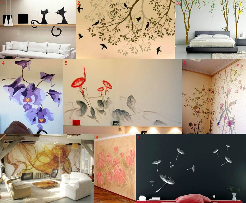 Роспись стен в интерьере квартиры и дома: 100+ идей декора с фото