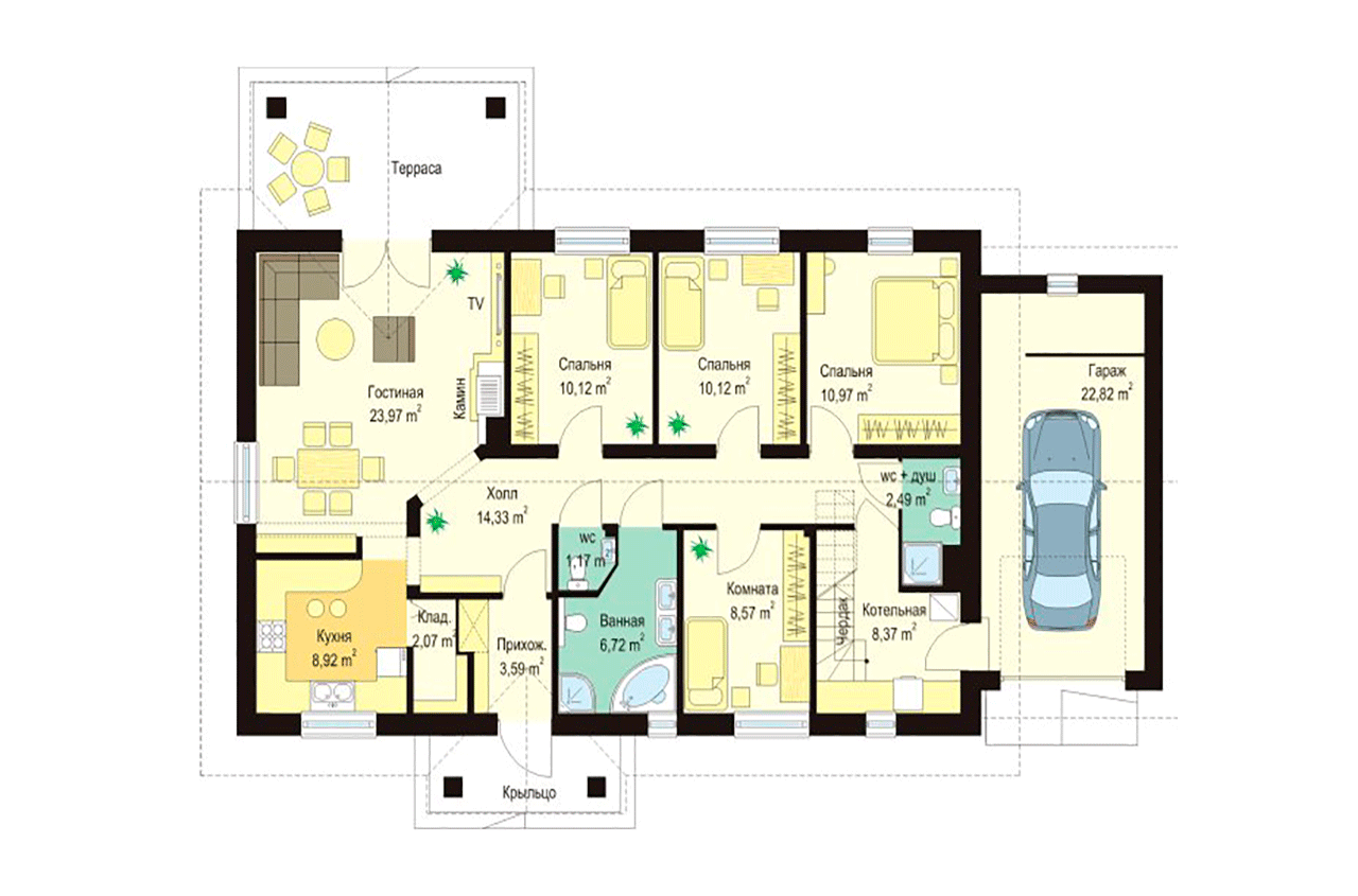 Планировка дома 110 кв м одноэтажный с террасой