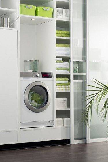 Каким должен быть шкаф для стиральной машины в ванной