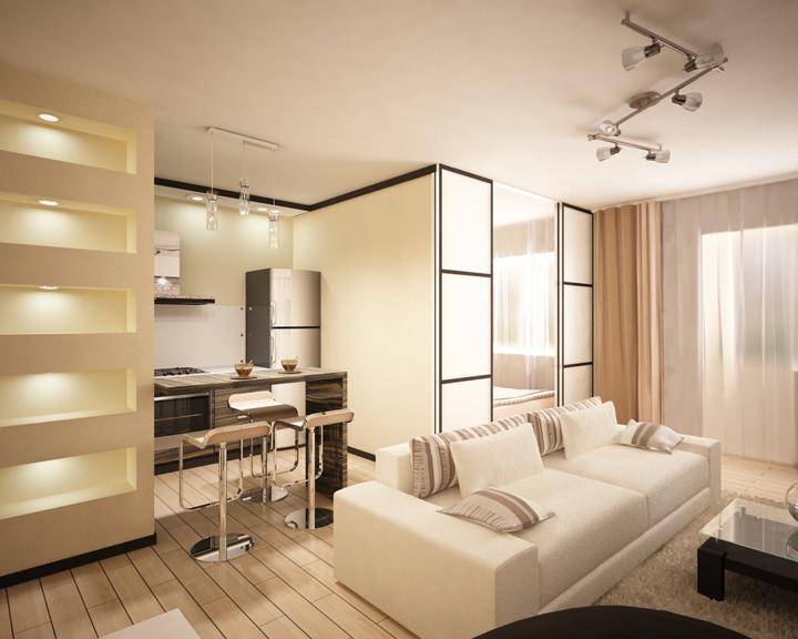 Дизайн однокомнатной квартиры — 160 фото дизайна интерьера