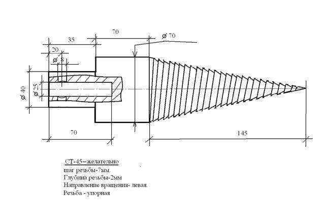 Чертеж самодельного дровокола