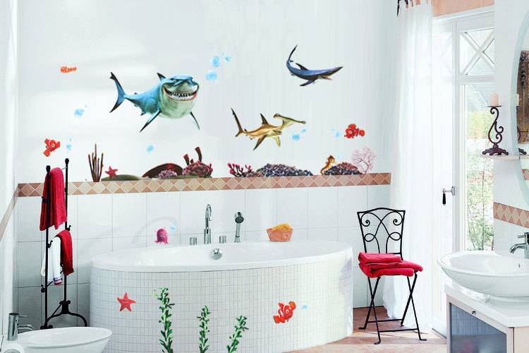 Наклейки в ванную комнату - детские виниловые декоративные стикеры на кафель