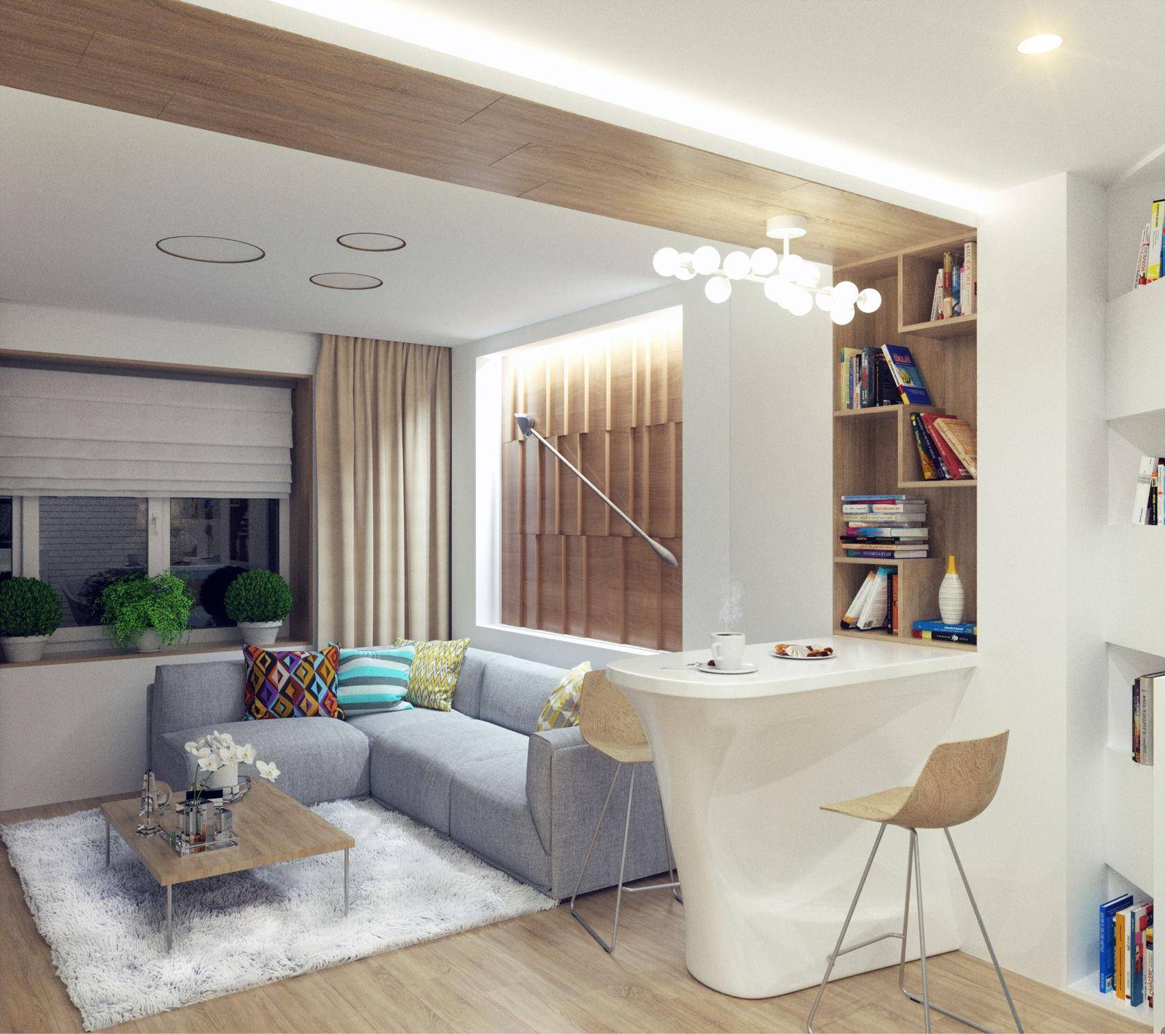 Дизайн интерьера однокомнатной квартиры с нишей, с кроватью. фото — этотдом