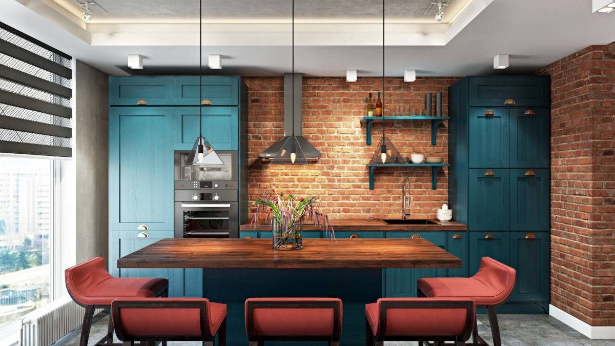 Дизайн кухни в стиле лофт: 67 фото в интерьере квартиры и дома