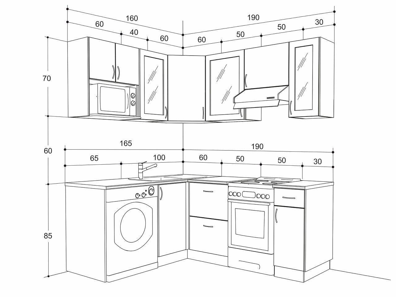 Высота фартука на кухне: стандарт размеров под гарнитур