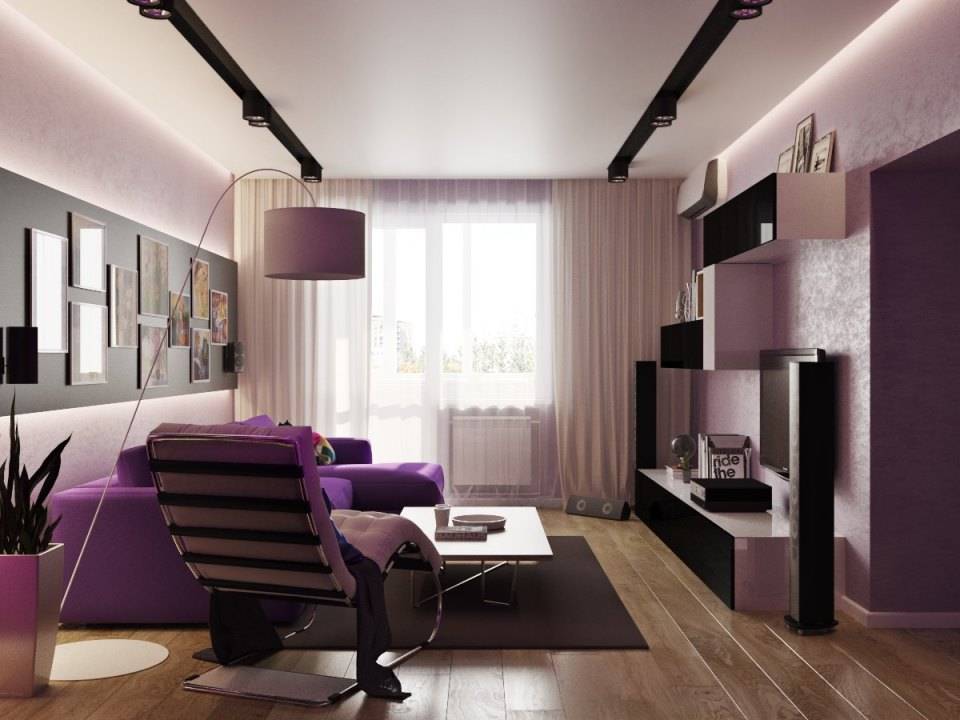 (+76 фото) фиолетовый диван в интерьере