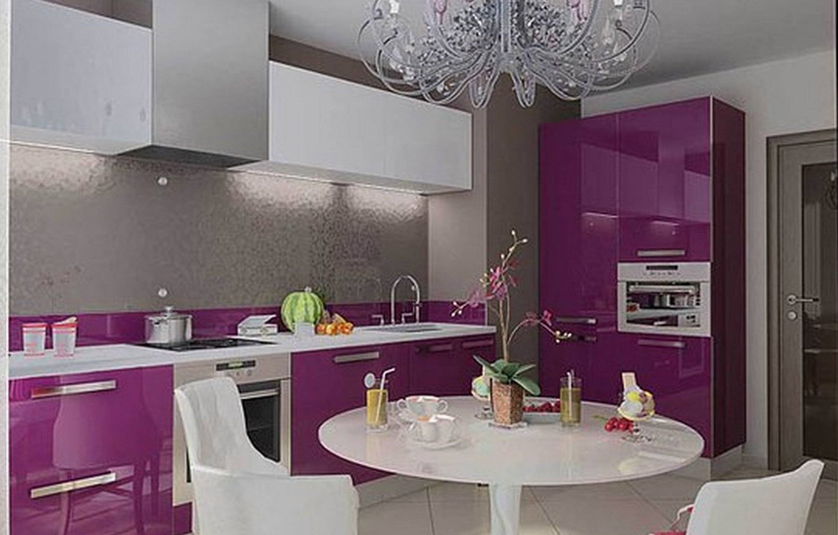 сочетание фиолетового цвета в интерьере кухни
